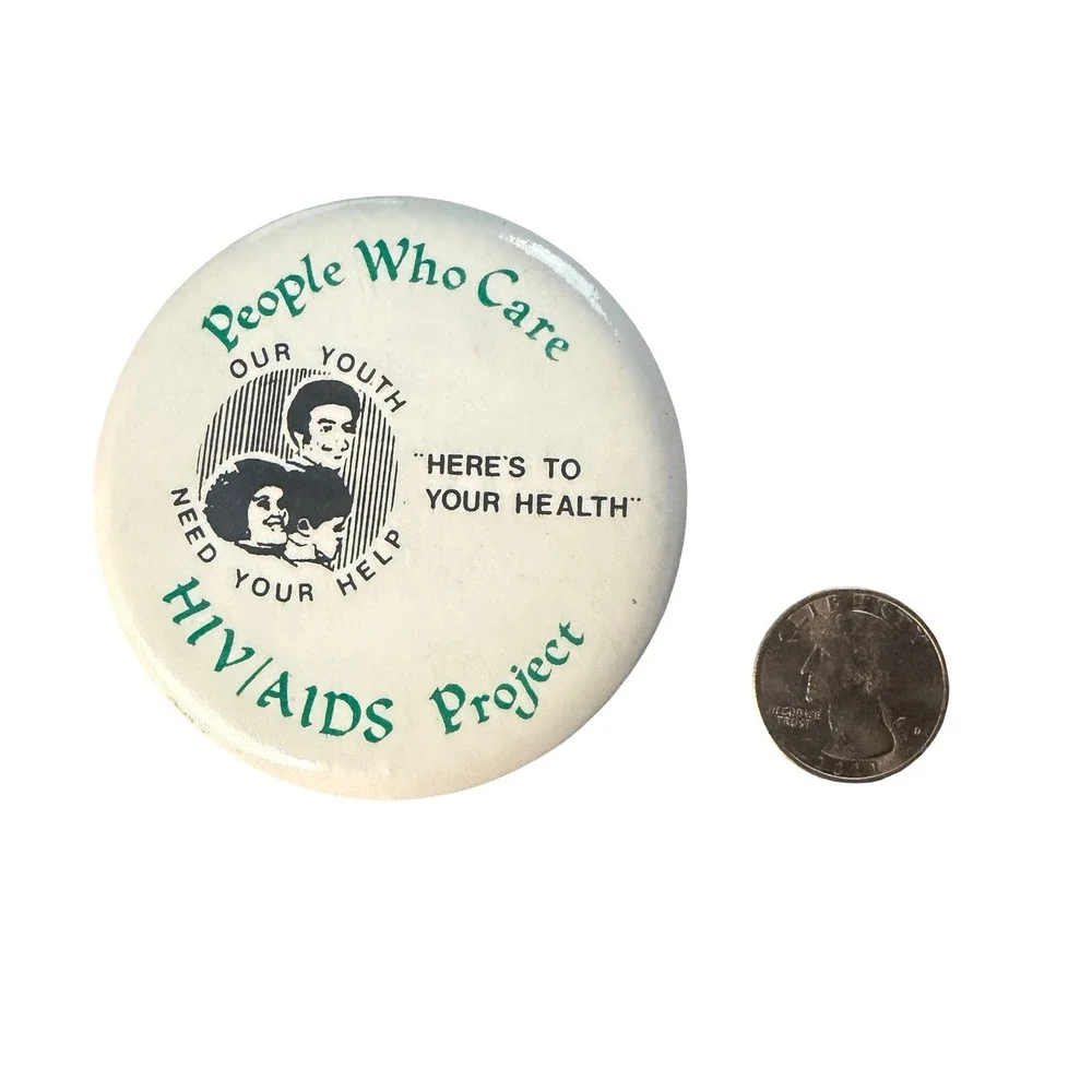 Vintage 90s HIV AIDS Project Pinback Button Badge 3